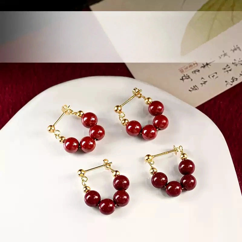 Eastculture Four Red Jades Earrings - Wellness Blessing