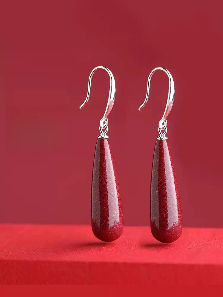 Eastculture Water Drop Cinnabar Earrings- Wellness Blessing
