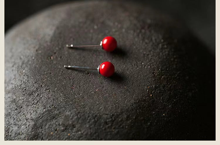 Eastculture Silver nail ruby Earrings - Friendship Health Charm