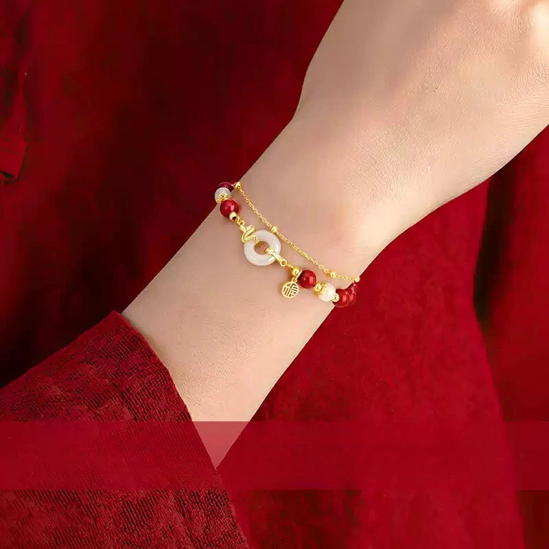 Eastculture Exquisite and auspicious white jade blessing Bracelet - Health & Longevity Blessing