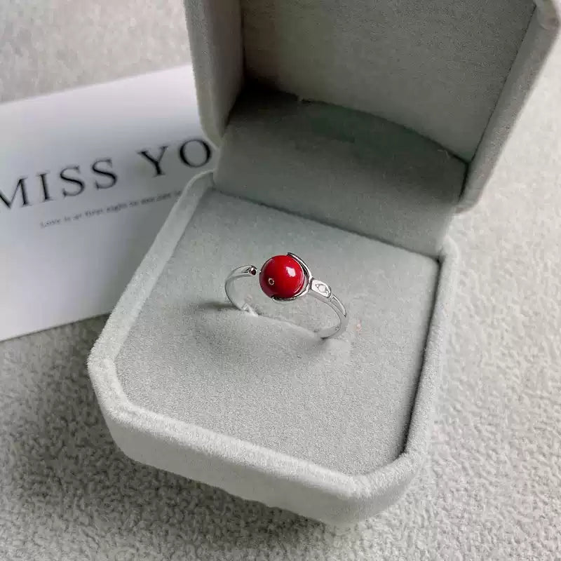 Eastculture Silver Ruby Ring - Health & Longevity Blessing
