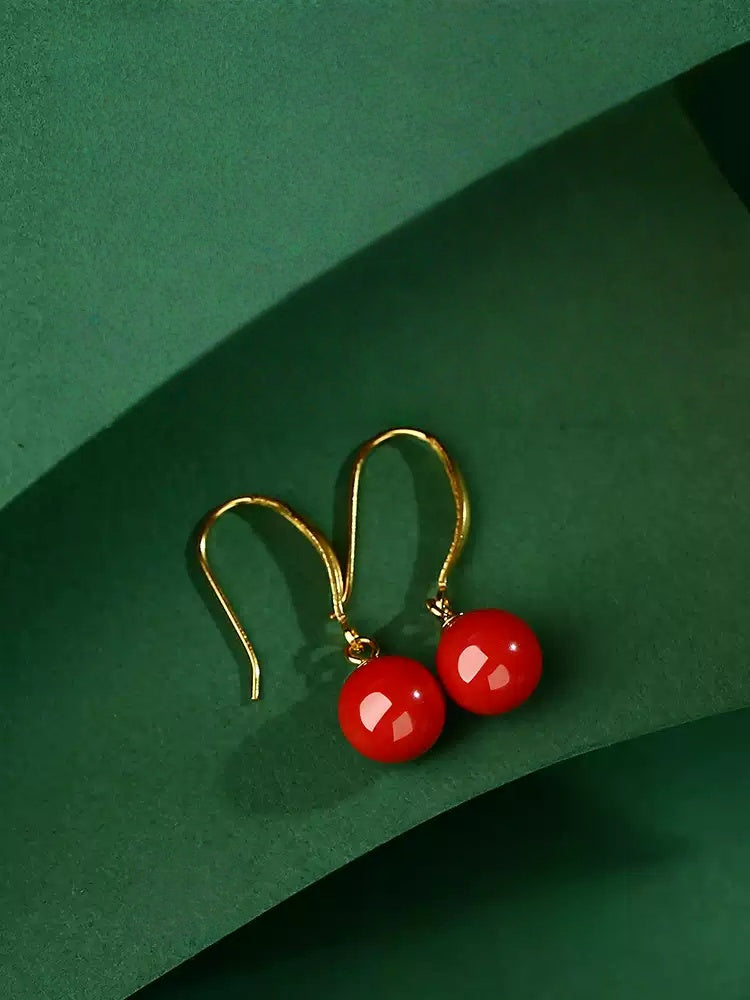 Eastculture Golden Hook and Ruby Earrings - Wealth Magnet