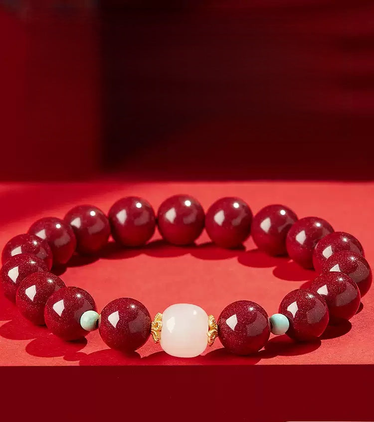 Eastculture Transparent white jade cinnabar Bracelet - Get Love