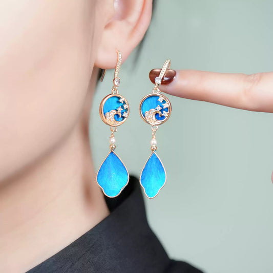 Eastculture Unique cyan blue earrings
