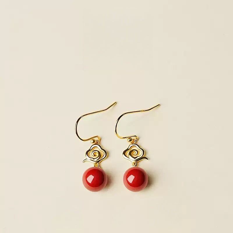Eastculture Golden Cloud Ruby Earrings - Feng Shui Metaphysics