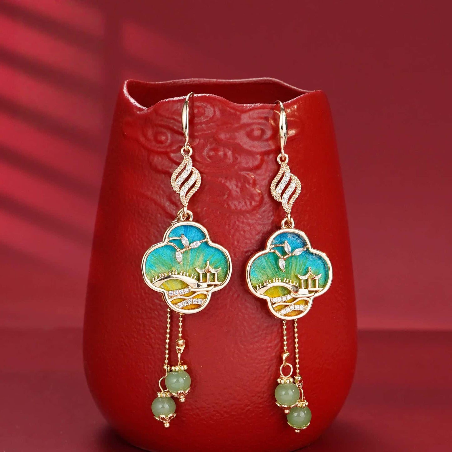 Eastculture Green landscape design earrings