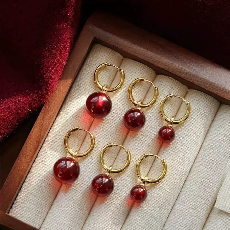 Eastculture Translucent red beads Earrings - Feng Shui Metaphysics
