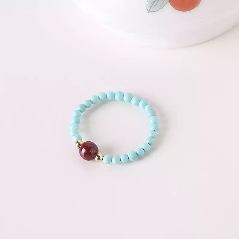 Eastculture Blue beads linked ruby Ring - Break Negative Cycles