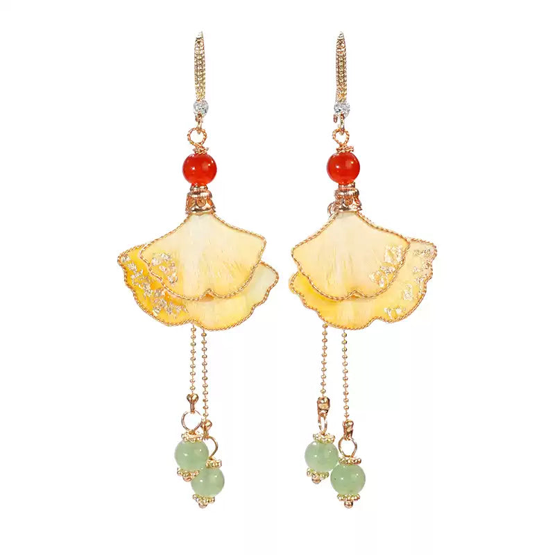 Eastculture Yellow ginkgo leaves earrings