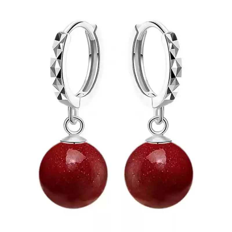 Eastculture Silver Ruby Earrings- Health & Longevity Gift