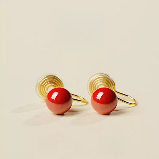Eastculture Golden Hook and Ruby Earrings - Health & Longevity Blessing