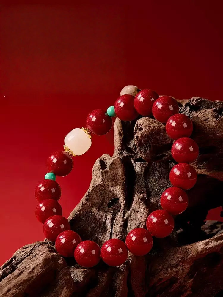 Eastculture Transparent white jade cinnabar Bracelet - Get Love
