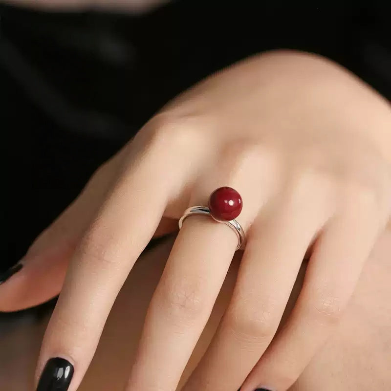 Eastculture Silver inlaid with ruby Ring - Get love