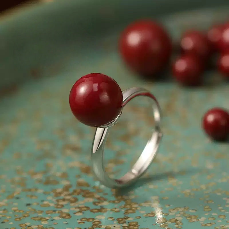 Eastculture Silver inlaid with ruby Ring - Get love
