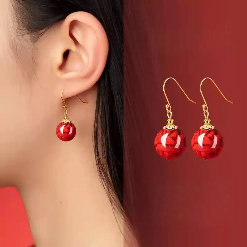 Eastculture Exploding Ruby Earrings-Wealth Magnet Cinnabar