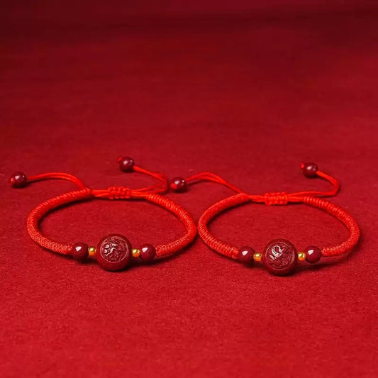 Eastculture Handmade red rope snake-shaped cinnabar Bracelet - Increase wealth