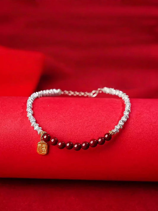 Eastculture Silver chain and golden auspicious plaque Bracelet - Increase wealth