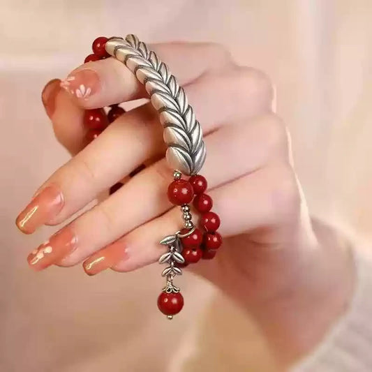 Eastculture Still Silver Leaf Bracelet - Health & Longevity Blessing