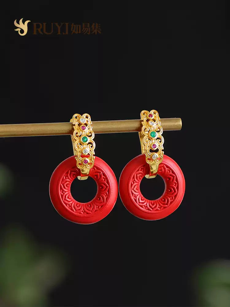 Eastculture five jade stones Earrings - Love Enhancer