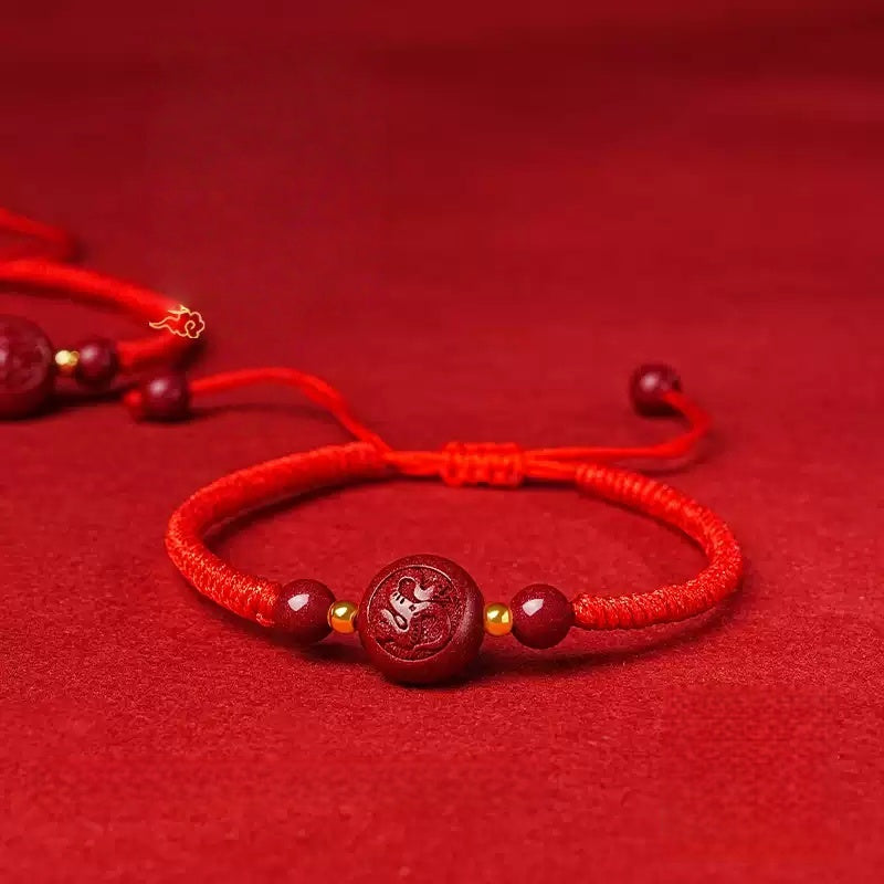 Eastculture Handmade red rope snake-shaped cinnabar Bracelet - Increase wealth