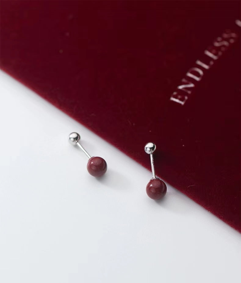 Eastculture Silver nail ruby Earrings - Friendship Health Charm