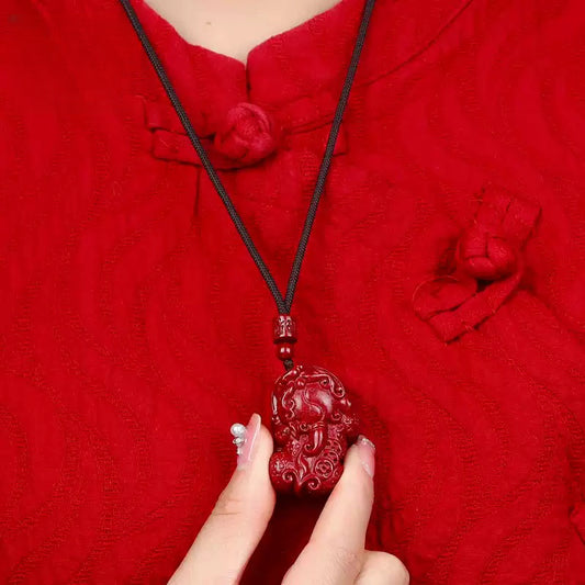 Eastculture Pixiu Cinnabar Necklace - Enhance Your Luck