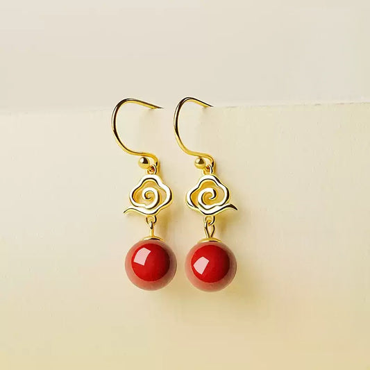 Eastculture Golden Cloud Ruby Earrings - Feng Shui Metaphysics