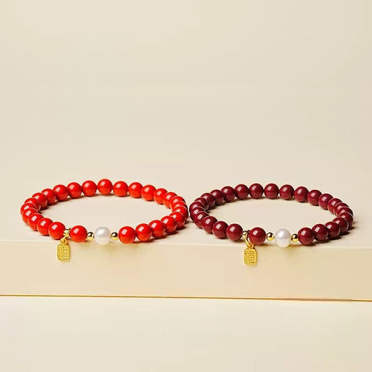 Eastculture Two-color pearl cinnabar Bracelet - Feng shui metaphysics