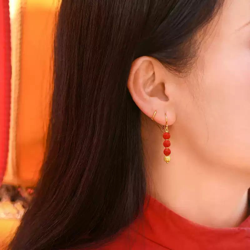 Eastculture Chinese red lanterns Earrings- Wellness Blessing
