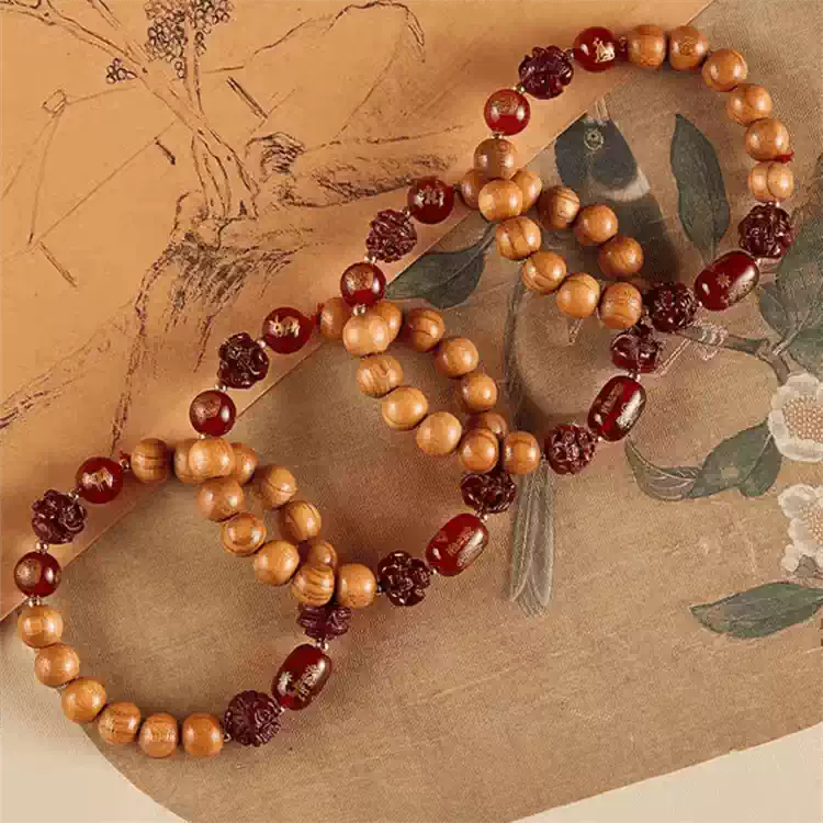 Eastculture Wooden cinnabar Buddha Bracelet - Health & Longevity Blessing