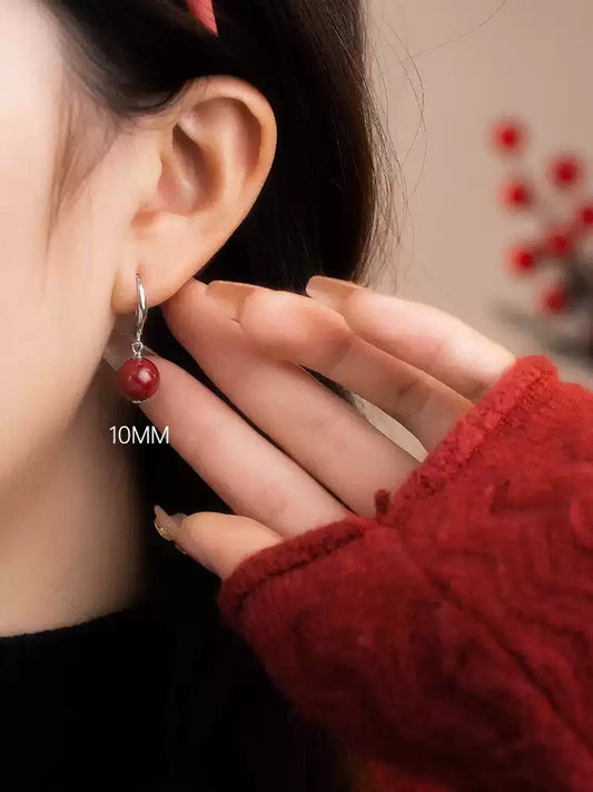 Eastculture Big red Feng Shui beads Earrings - Wealth Magnet - Health & Longevity Blessing