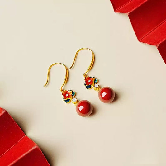 Eastculture Exquisite red flowers Earrings - Health & Longevity Gift