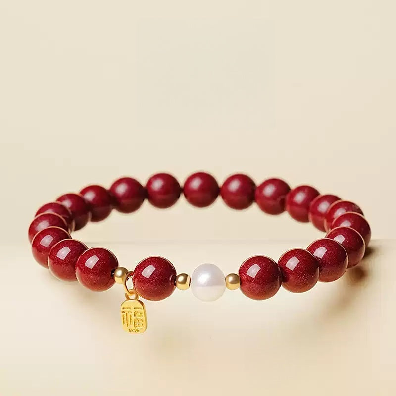 Eastculture Two-color pearl cinnabar Bracelet - Feng shui metaphysics