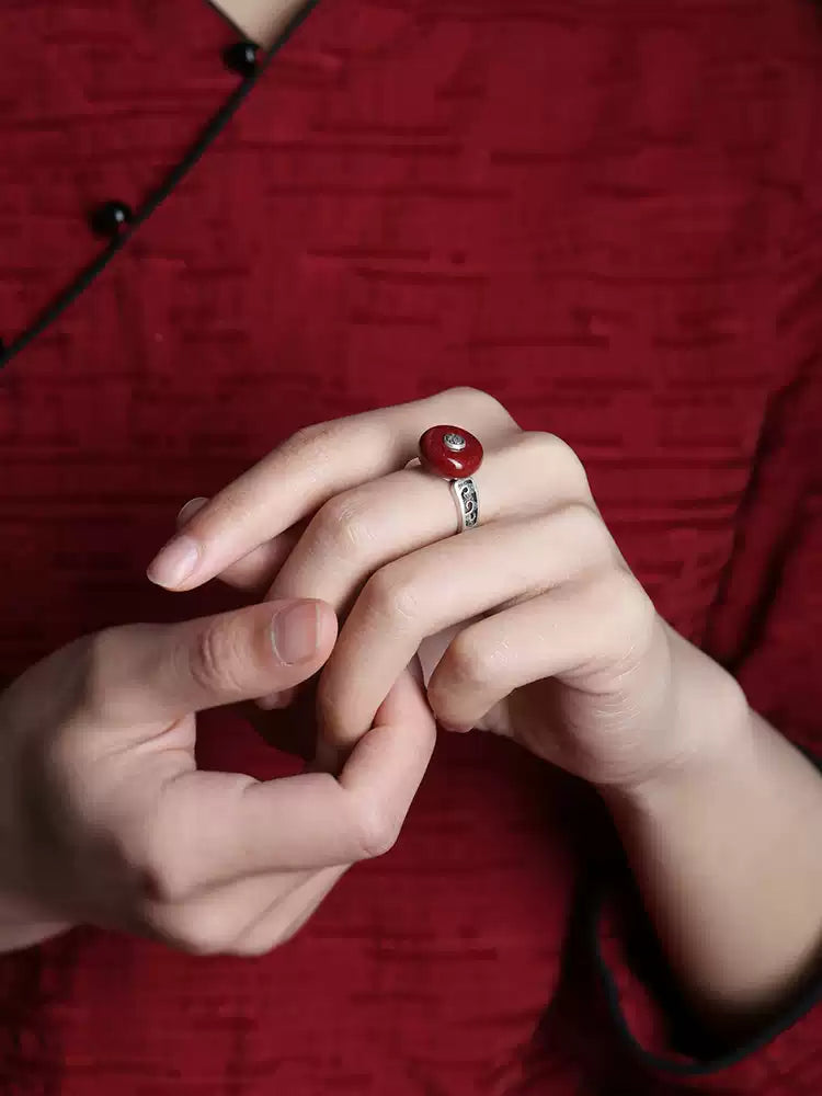 Eastculture Silver cinnabar Ring - Boost Your Luck