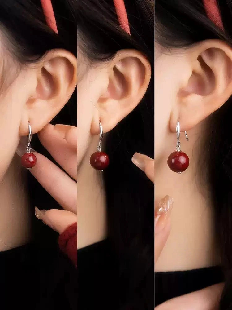 Eastculture Big red Feng Shui beads Earrings - Wealth Magnet - Health & Longevity Blessing