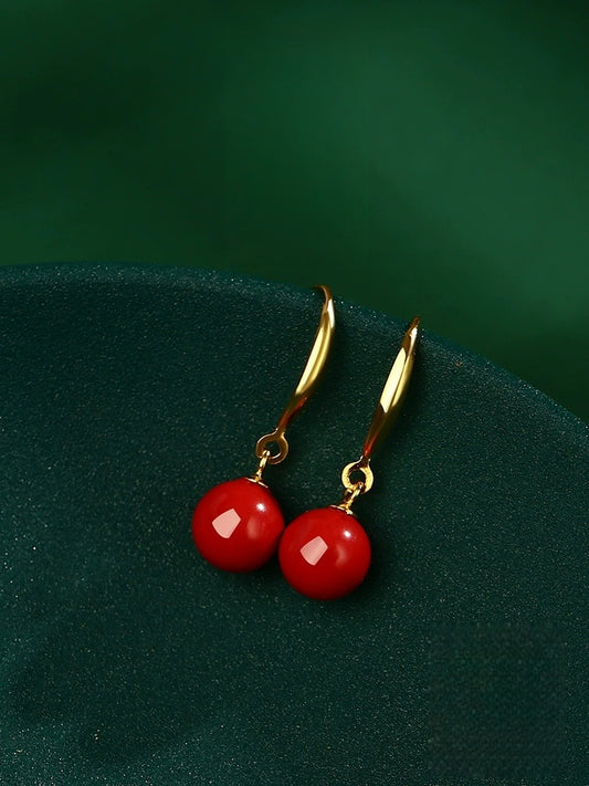 Eastculture Golden Hook and Ruby Earrings - Wealth Magnet