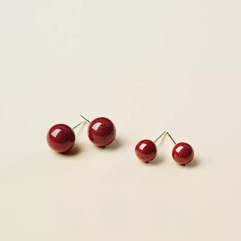 Eastculture Hand-polished red jade Earrings - Health & Longevity Blessing