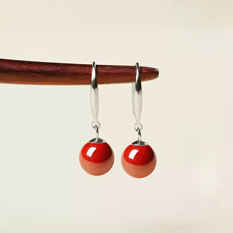 Eastculture Silver Hook Ruby Earrings - Wealth Magnet