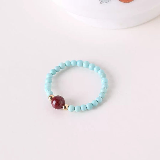 Eastculture Blue beads linked ruby Ring - Break Negative Cycles
