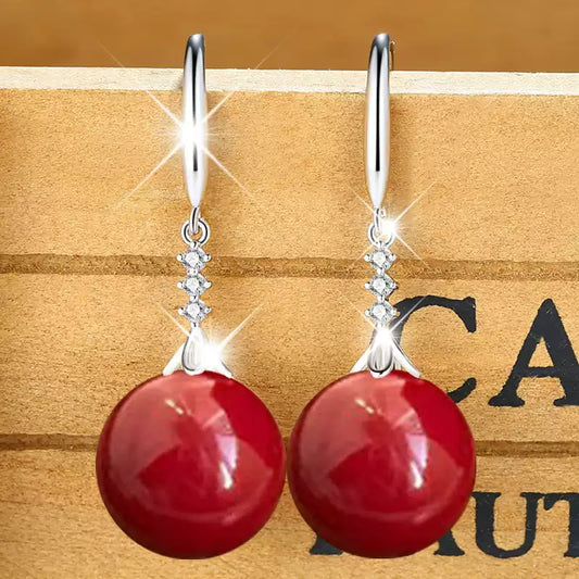 Eastculture Big Red Beads Earrings - Health & Longevity Blessing