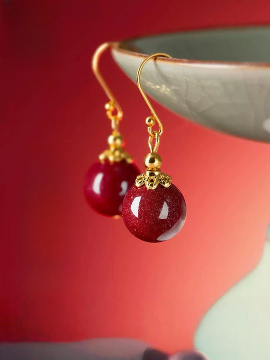 Eastculture Exploding Ruby Earrings-Wealth Magnet Cinnabar