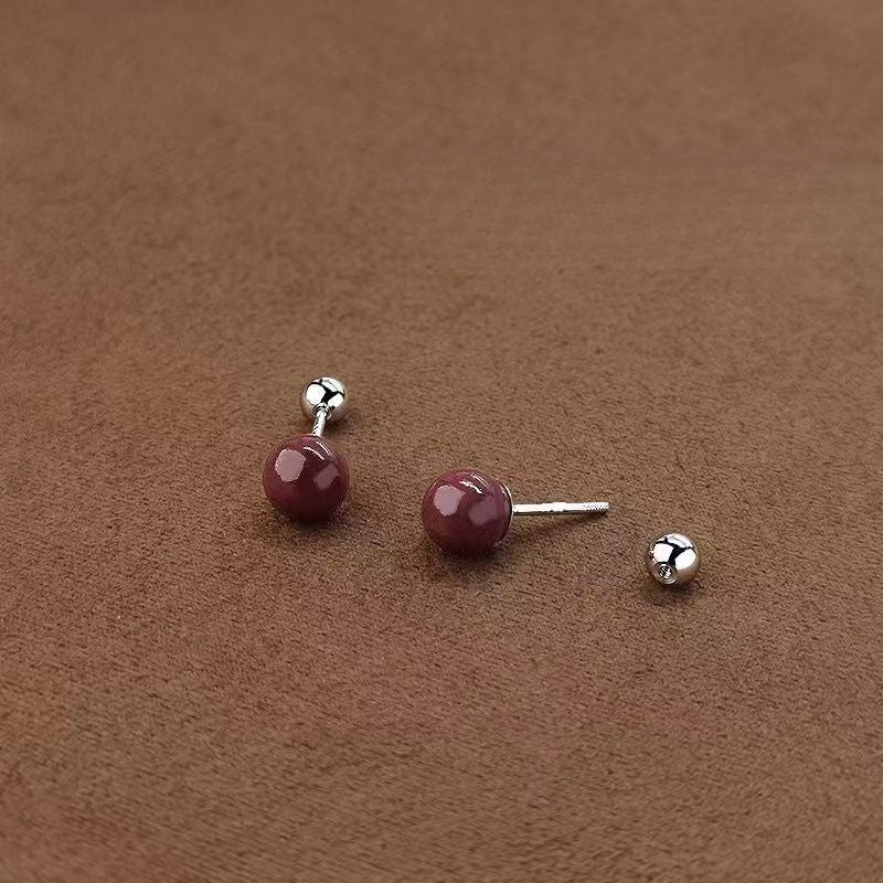 Eastculture Silver nail ruby Earrings - Friendship Health Charm
