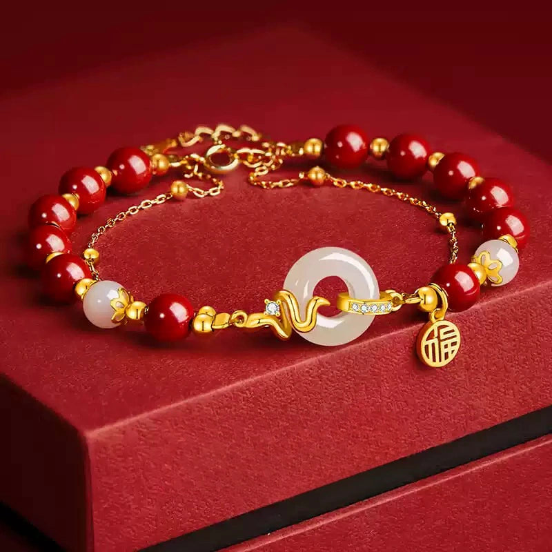 Eastculture Exquisite and auspicious white jade blessing Bracelet - Health & Longevity Blessing