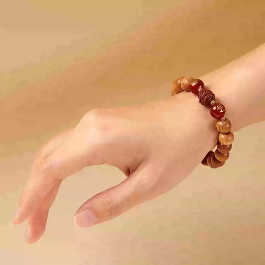 Eastculture Wooden cinnabar Buddha Bracelet - Health & Longevity Blessing