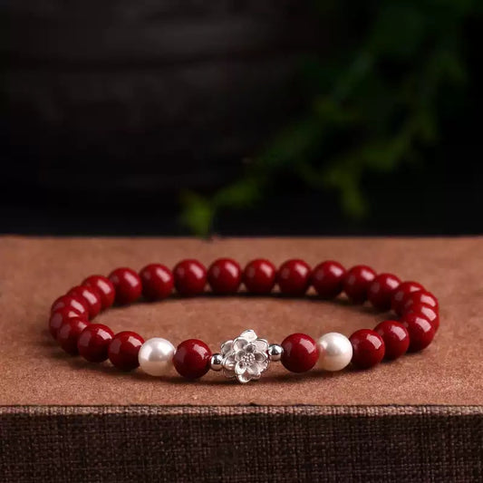 Eastculture Silver White Lotus Bracelet - Health & Longevity Blessing