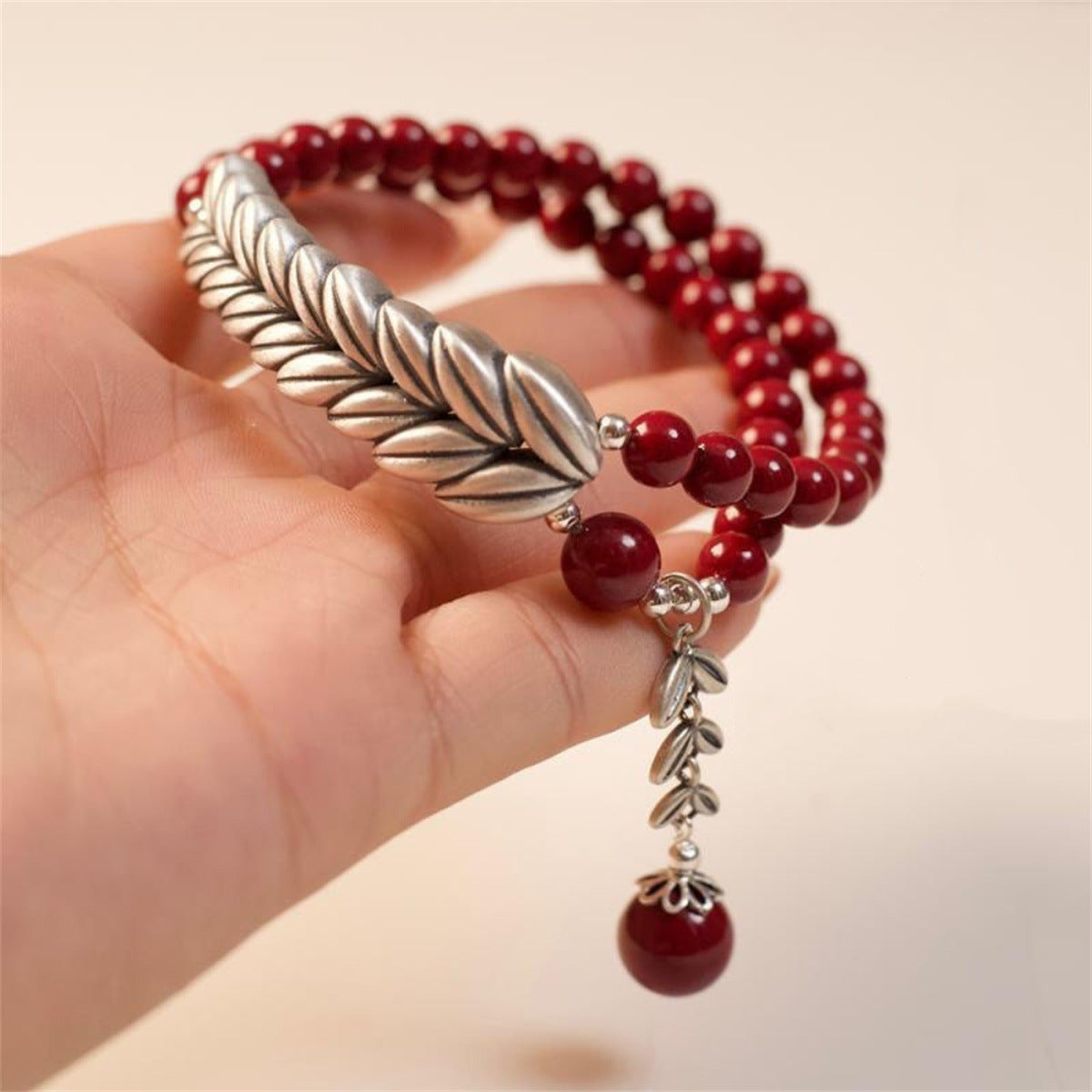 Eastculture Still Silver Leaf Bracelet - Health & Longevity Blessing