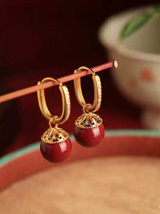Eastculture Large gold ring ruby Earrings - Boost Your Fortune