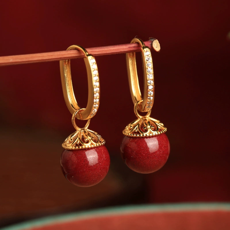 Eastculture Large gold ring ruby Earrings - Boost Your Fortune