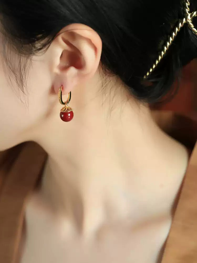 Eastculture Large gold ring ruby Earrings - Boost Your Fortune