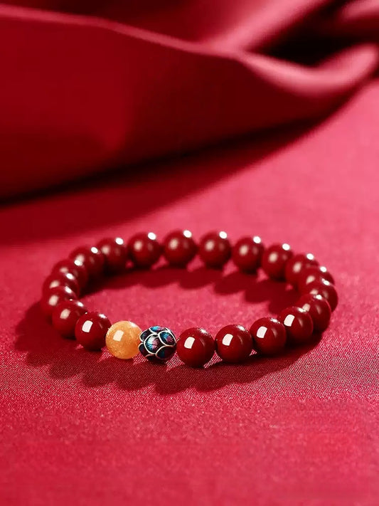 Eastculture Orange cinnabar blue lotus Bracelet - Feng shui metaphysics